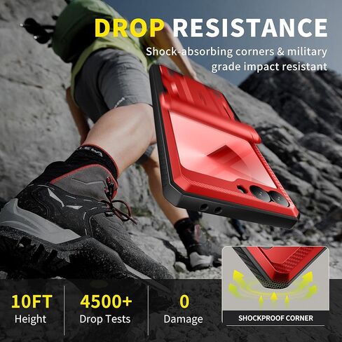 TONGATE for Z Flip 6 Case with Kickstand & Belt-Clip, [Hinge Protection Cover][Bulit-in Screen Protector] Military Grade Shockproof Phone Case for Samsung Galaxy Z Flip 6 5g 2024, Black in Kuwait