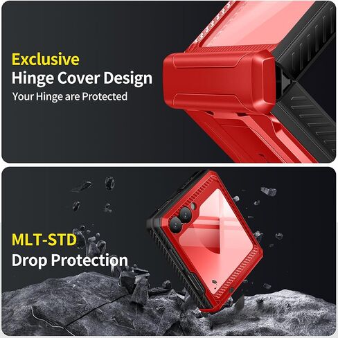 TONGATE for Z Flip 6 Case with Kickstand & Belt-Clip, [Hinge Protection Cover][Bulit-in Screen Protector] Military Grade Shockproof Phone Case for Samsung Galaxy Z Flip 6 5g 2024, Black in Kuwait