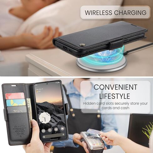 Wallet Case for Google Pixel 9a, PU Leather Magnetic Flip Case with RFID Blocking Card Holder Kickstand for Women Men, Shockproof Durable Protective Phone Cover for Pixel 9a (Blue) in Kuwait