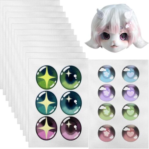 4 Pcs Fursuit Eye Mesh & 3 Pcs Eyes Mesh Stickers, 0.5mm Waterproof Printable Mesh Fabric for Mask Eyes, 7.87x11.81 inch White PVC Eye Mesh for Furries Cosplay, Props, Fursuits, Craft Making in Saudi Arabia