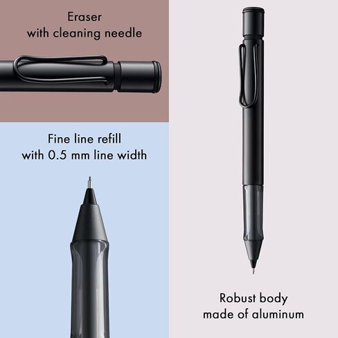 LAMY AL-star graphite - Mechanical Pencil with transparent, ergonomic grip & lightweight aluminum body - including LAMY M 41 fine line refill 0.5 mm & eraser tip in Saudi Arabia