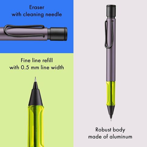 LAMY AL-star graphite - Mechanical Pencil with transparent, ergonomic grip & lightweight aluminum body - including LAMY M 41 fine line refill 0.5 mm & eraser tip in Saudi Arabia