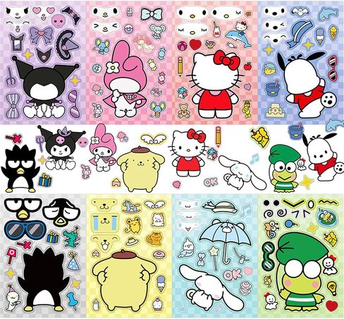 Hero Stickers for Kids 24 Sheets Cartoon Character Decals Make a face Sticker Pack, Make Your Own Hero Stickers for Kids Teens Party Decoration, Reward, Decor for Laptop Notbook (HR) in Saudi Arabia