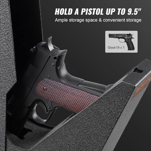 بندقية مثبتة في Vevor آمنة للمسدسات والبنادق البيومترية آمنة مع ثلاث طرق وصول سريعة من بصمات الأصابع وكلمات المرور والمفاتيح ، مسدس آمن للمسدس واحد للمنزل ، السرير ، منضدة ، الجدار in Kuwait