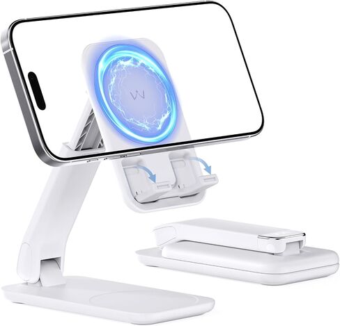iWalk Magnetic Phone Stand for Desk و Angle and Aumnted Admable Mobile Holder ، وقصة مغناطيس قابلة للطي متوافق مع iPhone 16 15 14 13 12 Pro Max و Magsafe ، White in Kuwait