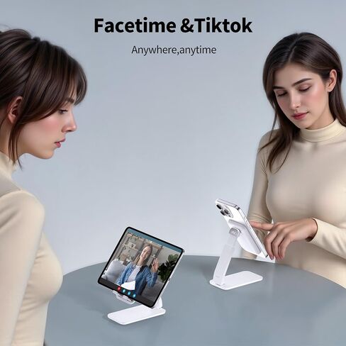 iWalk Magnetic Phone Stand for Desk و Angle and Aumnted Admable Mobile Holder ، وقصة مغناطيس قابلة للطي متوافق مع iPhone 16 15 14 13 12 Pro Max و Magsafe ، White in Kuwait