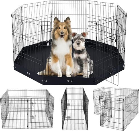 Vevor Dog Playpen ، 8 PCS 24 × 24 في ألواح قابلة للطي المعدنية للحيوانات الأليفة القلم ، سور الكلاب في داخلي وخارجي مع الباب ، حقيبة تخزين ووسادة أسفل ، Pet Playpen للكلاب والقطط والحيوانات الصغيرة الأخرى in Kuwait