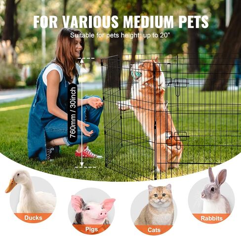 Vevor Dog Playpen ، 8 PCS 24 × 24 في ألواح قابلة للطي المعدنية للحيوانات الأليفة القلم ، سور الكلاب في داخلي وخارجي مع الباب ، حقيبة تخزين ووسادة أسفل ، Pet Playpen للكلاب والقطط والحيوانات الصغيرة الأخرى in Kuwait