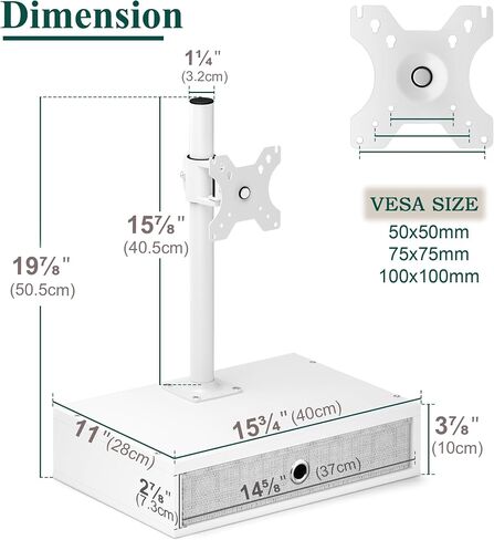 TEAMIX Monitor Stand Riser with Drawer, Free-Standing Desk Stand Mount Riser, Small TV Stand, Fits 13''-32" Screens, Adjustable Height, Swivel, Tilt, Rotation, VESA 75x75, 100x100mm in Saudi Arabia