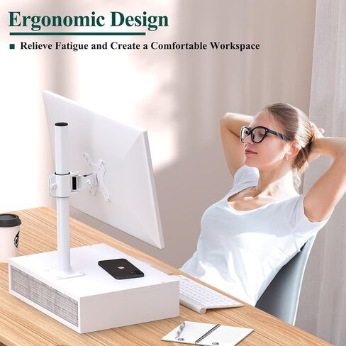 TEAMIX Monitor Stand Riser with Drawer, Free-Standing Desk Stand Mount Riser, Small TV Stand, Fits 13''-32" Screens, Adjustable Height, Swivel, Tilt, Rotation, VESA 75x75, 100x100mm in Saudi Arabia