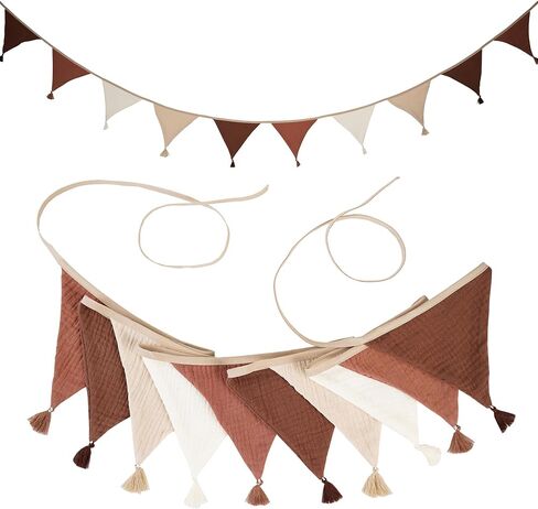Fabric Bunting Banner, 2 Pack Handmade Neutral String Banner with Tassel Each 8.5 ft 10 Flags Nursery Wall Hanging Wedding Birthday Home Baby Shower Party Decoration Bunting (Blue 2 Packs) in Saudi Arabia