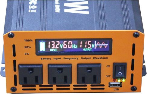 محول عاكس الطاقة 3000 واط ، CAR/TRACK/RV 12V DC إلى 110 فولت AC ، مع عرض LED ، 3AC منافذ ، منفذ USB in Kuwait
