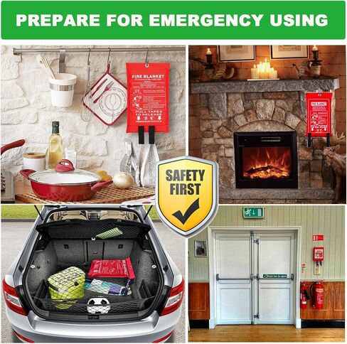 Wucgea Fire Blanket for Home and Kitchen - 4 pack Safety Fiberglass Emergency Fire Blankets Suppression Flame Retardant for School Fireplace Grill Car Office Garage Welding Warehouse 3.3ft x 3.3ft in Saudi Arabia
