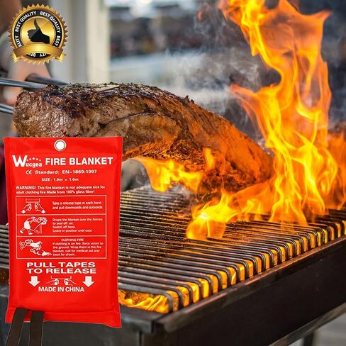 Wucgea Fire Blanket for Home and Kitchen - 4 pack Safety Fiberglass Emergency Fire Blankets Suppression Flame Retardant for School Fireplace Grill Car Office Garage Welding Warehouse 3.3ft x 3.3ft in Saudi Arabia