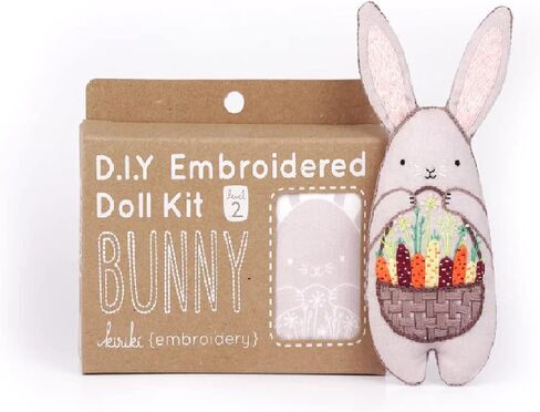 Kiriki Press DIY Embroidery Doll Kit - Skill Level 2 - Beginner to Advanced Embroidery Kits for Adults Teens (3 Skill Levels) | Animal Embroidery Kit - Screen Printed Pattern (Pigeon - Level 2) in Saudi Arabia