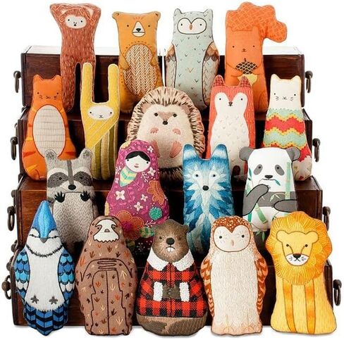 Kiriki Press DIY Embroidery Doll Kit - Skill Level 2 - Beginner to Advanced Embroidery Kits for Adults Teens (3 Skill Levels) | Animal Embroidery Kit - Screen Printed Pattern (Pigeon - Level 2) in Saudi Arabia