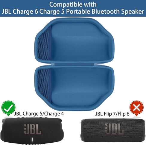 Hard Case for JBL Charge 6/Charge 5 Portable Waterproof Speaker | Shockproof, Water Resistant, Impact-resistant, Protective Storage Box, Smooth Zipper, Portable Carrying Box, Blue Case in Kuwait