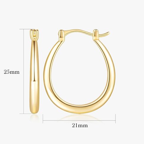Gold Hoop Earrings 14K Gold Hoop Earrings for Women 14K Gold Earrings for Women’s Hoop Earrings U-shaped Small Gold Earrings for Women 16mm in Saudi Arabia
