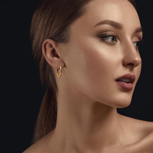 Gold Hoop Earrings 14K Gold Hoop Earrings for Women 14K Gold Earrings for Women’s Hoop Earrings U-shaped Small Gold Earrings for Women 16mm in Saudi Arabia
