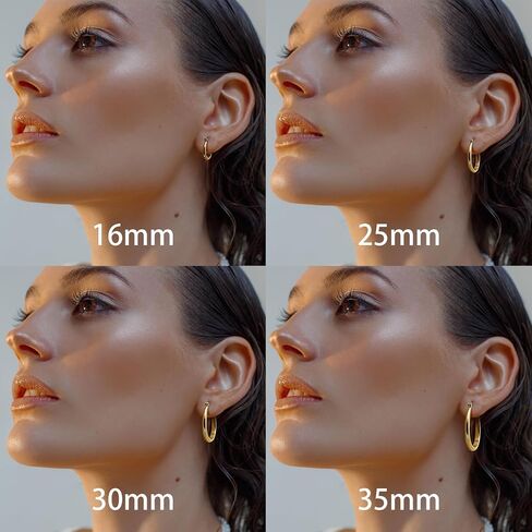 Gold Hoop Earrings 14K Gold Hoop Earrings for Women 14K Gold Earrings for Women’s Hoop Earrings U-shaped Small Gold Earrings for Women 16mm in Saudi Arabia
