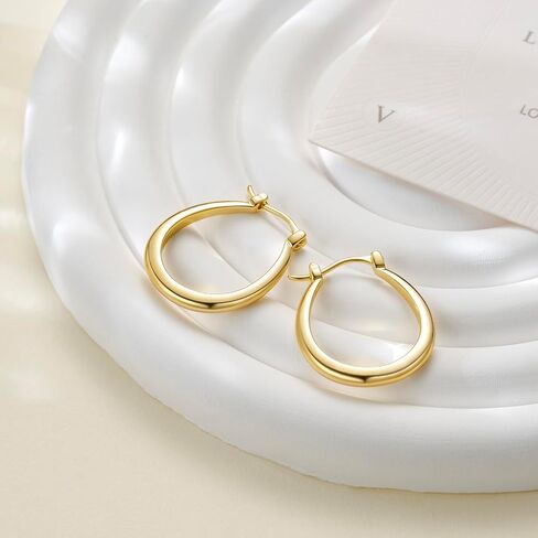 Gold Hoop Earrings 14K Gold Hoop Earrings for Women 14K Gold Earrings for Women’s Hoop Earrings U-shaped Small Gold Earrings for Women 16mm in Saudi Arabia