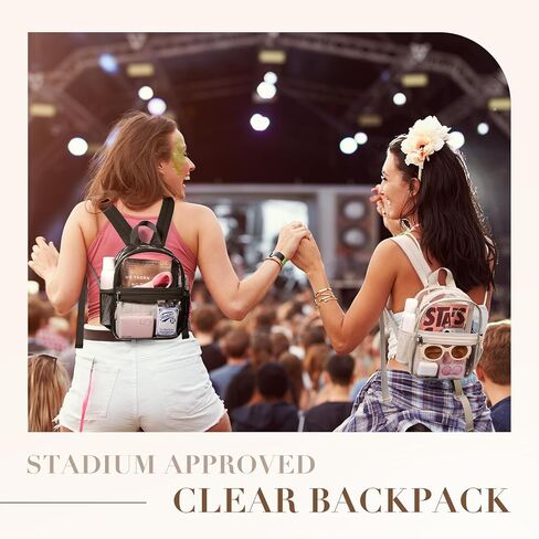 Missnine Mini Clear Backpack for Stadium Events, Small Clear Bag Stadium Approved PVC for Festivals, Concert Sport Events (Classic, Khaki-Classic) in Kuwait