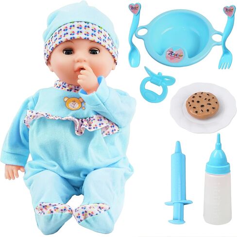Toy Choi's 16 Inch Interactive Baby Doll Pink - Talking Feeding Dolls with Different Sounds and Accessories, Pretend Play Preschool Toys Gift for Toddlers 2 3 4 5+ Year Old Girls Boys in Saudi Arabia