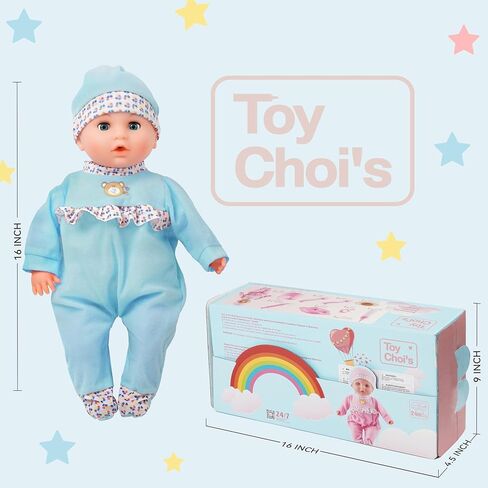 Toy Choi's 16 Inch Interactive Baby Doll Pink - Talking Feeding Dolls with Different Sounds and Accessories, Pretend Play Preschool Toys Gift for Toddlers 2 3 4 5+ Year Old Girls Boys in Saudi Arabia