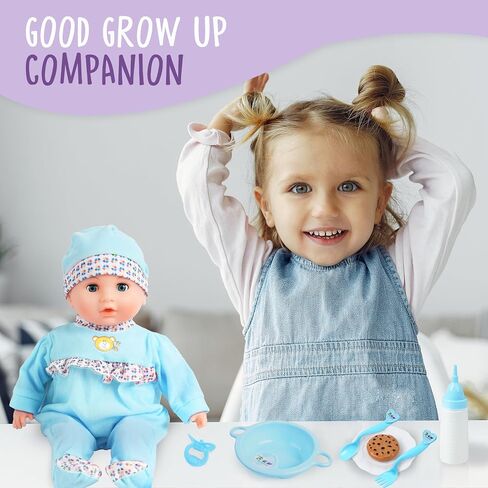 Toy Choi's 16 Inch Interactive Baby Doll Pink - Talking Feeding Dolls with Different Sounds and Accessories, Pretend Play Preschool Toys Gift for Toddlers 2 3 4 5+ Year Old Girls Boys in Saudi Arabia