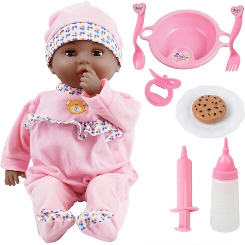 Toy Choi's 16 Inch Interactive Baby Doll Pink - Talking Feeding Dolls with Different Sounds and Accessories, Pretend Play Preschool Toys Gift for Toddlers 2 3 4 5+ Year Old Girls Boys in Saudi Arabia