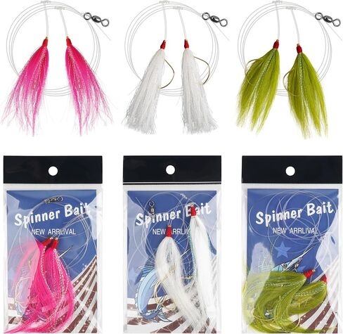 Saltwater Flounder Rigs Fishing Bait Rigs Hand Tied Hi Lo Rig Mylar Rig with Flash Teaser Hooks Mono Leader Swivels for Surf Ocean Porgy Snapper Sea Trout in Saudi Arabia