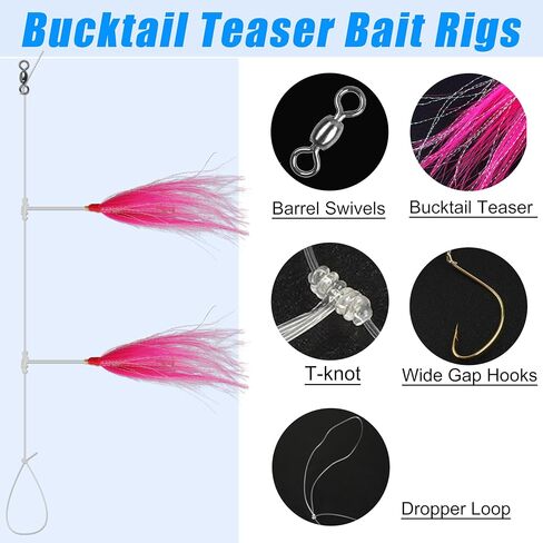 Saltwater Flounder Rigs Fishing Bait Rigs Hand Tied Hi Lo Rig Mylar Rig with Flash Teaser Hooks Mono Leader Swivels for Surf Ocean Porgy Snapper Sea Trout in Saudi Arabia