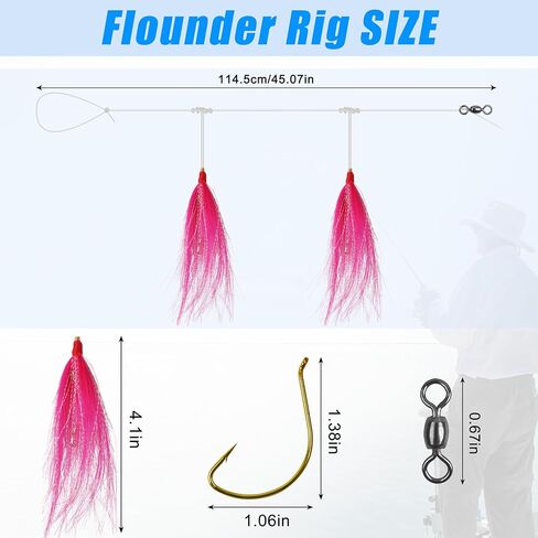 Saltwater Flounder Rigs Fishing Bait Rigs Hand Tied Hi Lo Rig Mylar Rig with Flash Teaser Hooks Mono Leader Swivels for Surf Ocean Porgy Snapper Sea Trout in Saudi Arabia