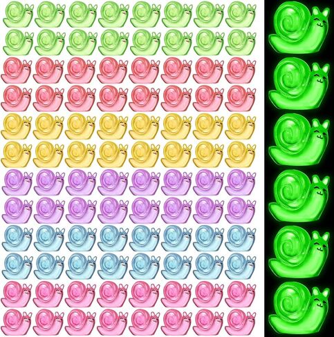 90 Pcs Luminous Resin Snail Miniatures Mini Animals Figures Cute Snail Figurine Fairy Decor Animal Ornament for Garden Landscape Home Accessories Craft Cake Decoration DIY in Saudi Arabia