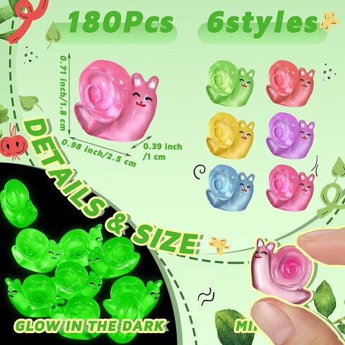 90 Pcs Luminous Resin Snail Miniatures Mini Animals Figures Cute Snail Figurine Fairy Decor Animal Ornament for Garden Landscape Home Accessories Craft Cake Decoration DIY in Saudi Arabia