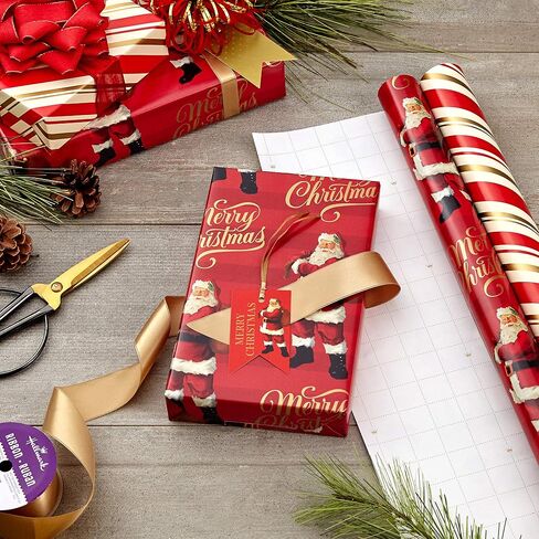 Hallmark Christmas Wrapping Paper Rolls - Green Trees, White Pine Cones on Recyclable Brown Kraft Gift Wrap Paper (Set of 2 Rolls: 150 sq. ft. ttl.) for Holiday Parties, Winter Weddings in Saudi Arabia