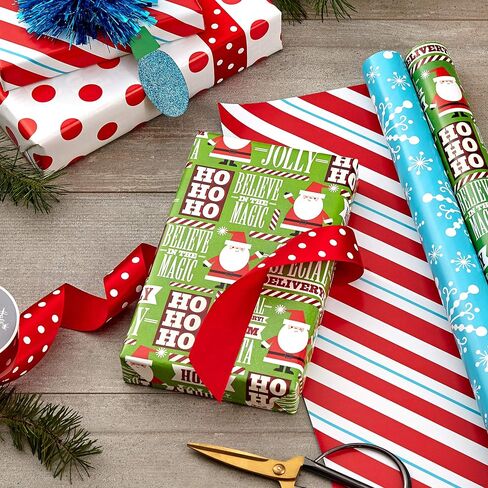Hallmark Christmas Wrapping Paper Rolls - Green Trees, White Pine Cones on Recyclable Brown Kraft Gift Wrap Paper (Set of 2 Rolls: 150 sq. ft. ttl.) for Holiday Parties, Winter Weddings in Saudi Arabia