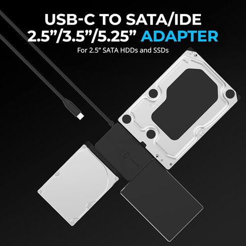 Sabrent USB Type-C إلى SSD/SATA/IDE 2.5/3.5/5.25 بوصة محول محرك الأقراص الصلبة مع مصابيح نشاط الطاقة UL ومصابيح LED [دعم 10 تيرابايت] (USB-DD12) in Saudi Arabia