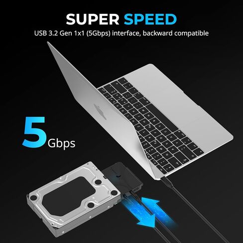 Sabrent USB Type-C إلى SSD/SATA/IDE 2.5/3.5/5.25 بوصة محول محرك الأقراص الصلبة مع مصابيح نشاط الطاقة UL ومصابيح LED [دعم 10 تيرابايت] (USB-DD12) in Saudi Arabia