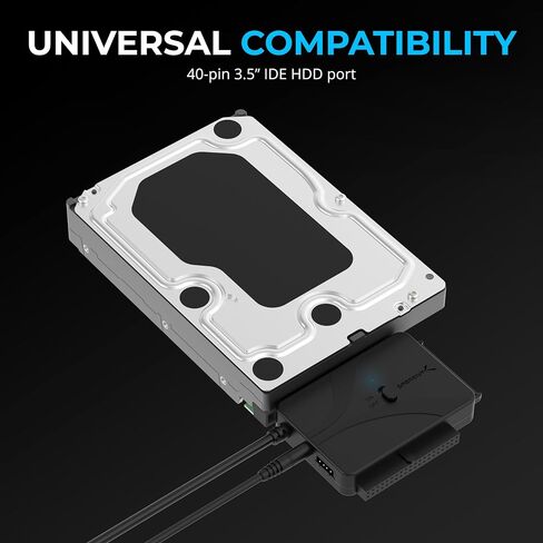 Sabrent USB Type-C إلى SSD/SATA/IDE 2.5/3.5/5.25 بوصة محول محرك الأقراص الصلبة مع مصابيح نشاط الطاقة UL ومصابيح LED [دعم 10 تيرابايت] (USB-DD12) in Saudi Arabia
