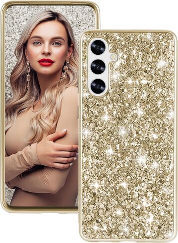 علبة السيليكون لـ Samsung Galaxy A16 5G Case Glitter Parkle Bling ، حالة خلفية هجينة غير مريحة ذات تأثير كبير على الغطاء الوقائي الثقيل لـ Samsung A16 Case for Women 6.7 "(Blue) in Kuwait