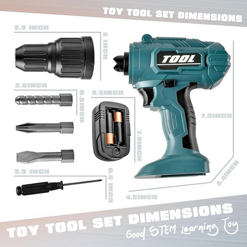 Bellochiddo Electric Toy Drill - Pray Play Power Tools Set - Construction Toddler Tool With With Wresistic Light و Sound - Preschool Gift for Boys & Girls (Red) in Kuwait