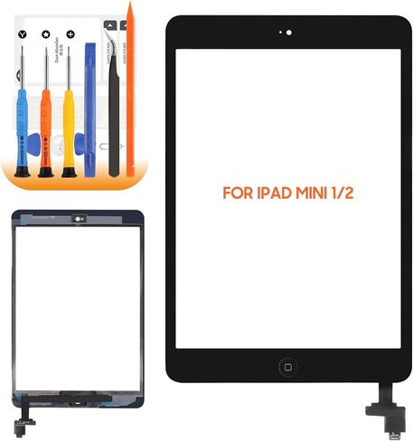 لاستبدال شاشة iPad Mini 1/2 ، فاحر رقمي الشاشة للمس لـ iPad Mini A1432 A1454 A1490 A1489 استبدال شاشة IC ، زر الصفحة الرئيسية ، مجموعة إصلاح حاملات الكاميرات (لا تشمل LCD) (أسود) in Kuwait