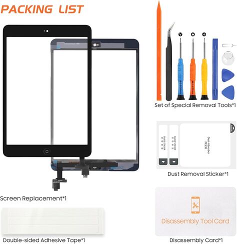 لاستبدال شاشة iPad Mini 1/2 ، فاحر رقمي الشاشة للمس لـ iPad Mini A1432 A1454 A1490 A1489 استبدال شاشة IC ، زر الصفحة الرئيسية ، مجموعة إصلاح حاملات الكاميرات (لا تشمل LCD) (أسود) in Kuwait