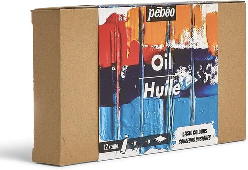 PEBEO - Studio Oil XL - Set 24 Tubes 20 Ml Assorted Colours + Accessories - Oil Painting Kit for Artist and Beginner - Brushes + Spatula + Cardboard - Luminous Colours in Saudi Arabia