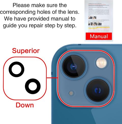 ASDAWN Back Rear Camera Lens Glass Replacement for iPhone 16 6.1 inch and 16 Plus 6.7 inch with Pre-Installed Adhesive, Back Lens Glass with Installation Manual + Repair Tool Set in Kuwait