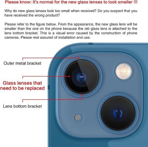 ASDAWN Back Rear Camera Lens Glass Replacement for iPhone 16 6.1 inch and 16 Plus 6.7 inch with Pre-Installed Adhesive, Back Lens Glass with Installation Manual + Repair Tool Set in Kuwait