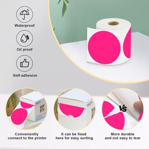 3 X 3 Inch Color Coding Dot Labels Circle Thermal Printable Waterproof 500 Pcs Round Stickers Adhesive Writable for Office, Home, Garage, DIY Sticker, Barcodes, Name Tag, White in Saudi Arabia