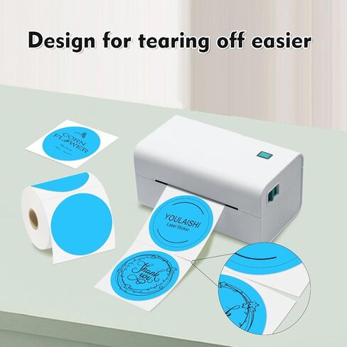 3 X 3 Inch Color Coding Dot Labels Circle Thermal Printable Waterproof 500 Pcs Round Stickers Adhesive Writable for Office, Home, Garage, DIY Sticker, Barcodes, Name Tag, White in Saudi Arabia