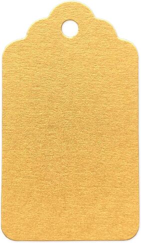 LWR CRAFTS 100 Hang Tags Scalloped Top Rectangle with Jute Twines 100ft (2 3/4" x 1 9/16", Yellow) in Saudi Arabia